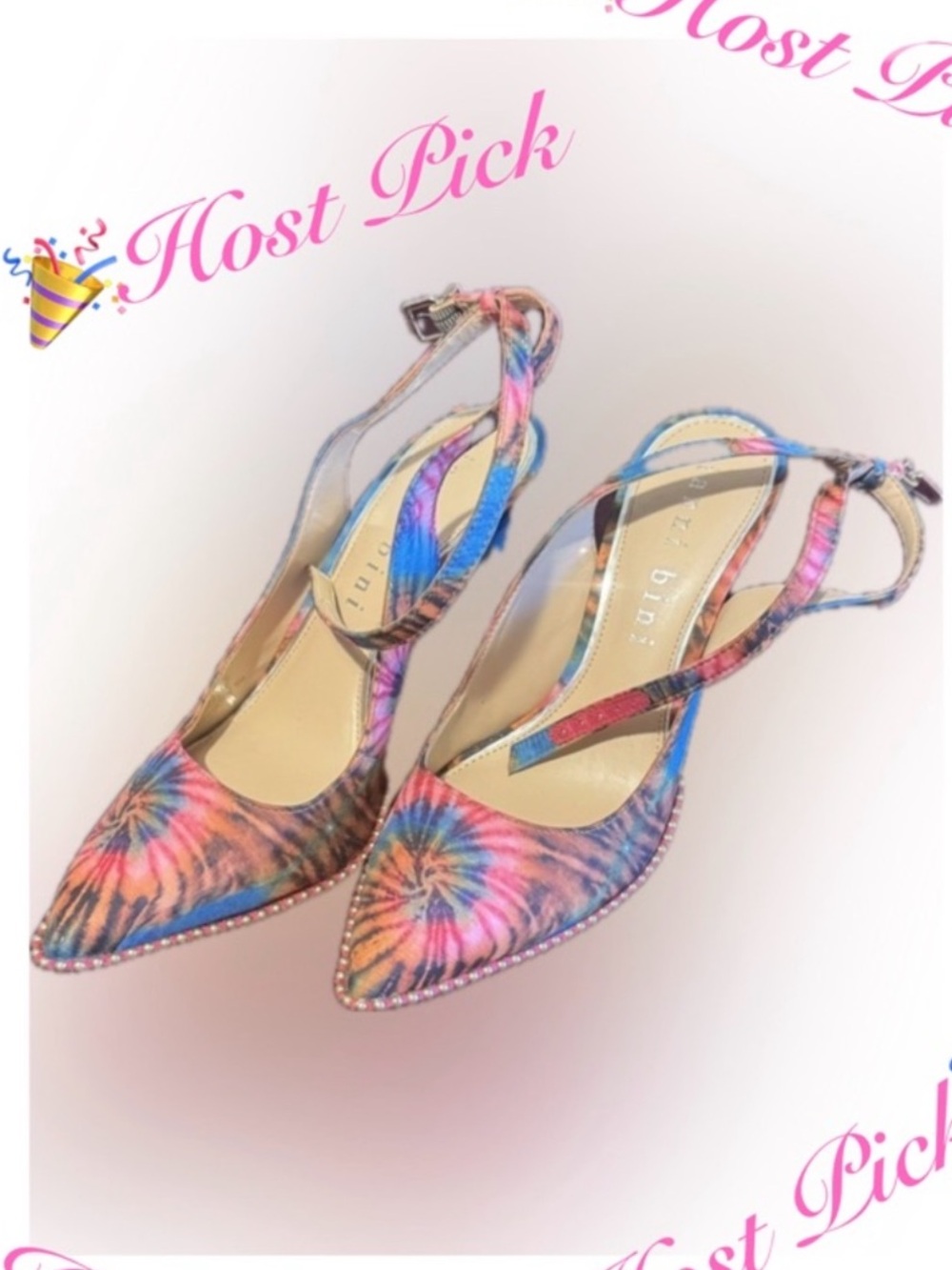 Gianni Bini Multicolor Tie-Dye Pointed Slingback Heels